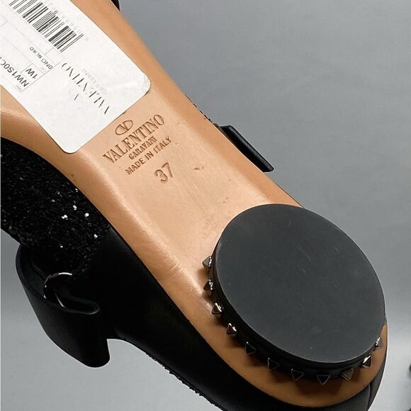 Valentino Garavani Rockstud Strappy Glitter Ballerina Flat size 37 - Picture 13 of 13